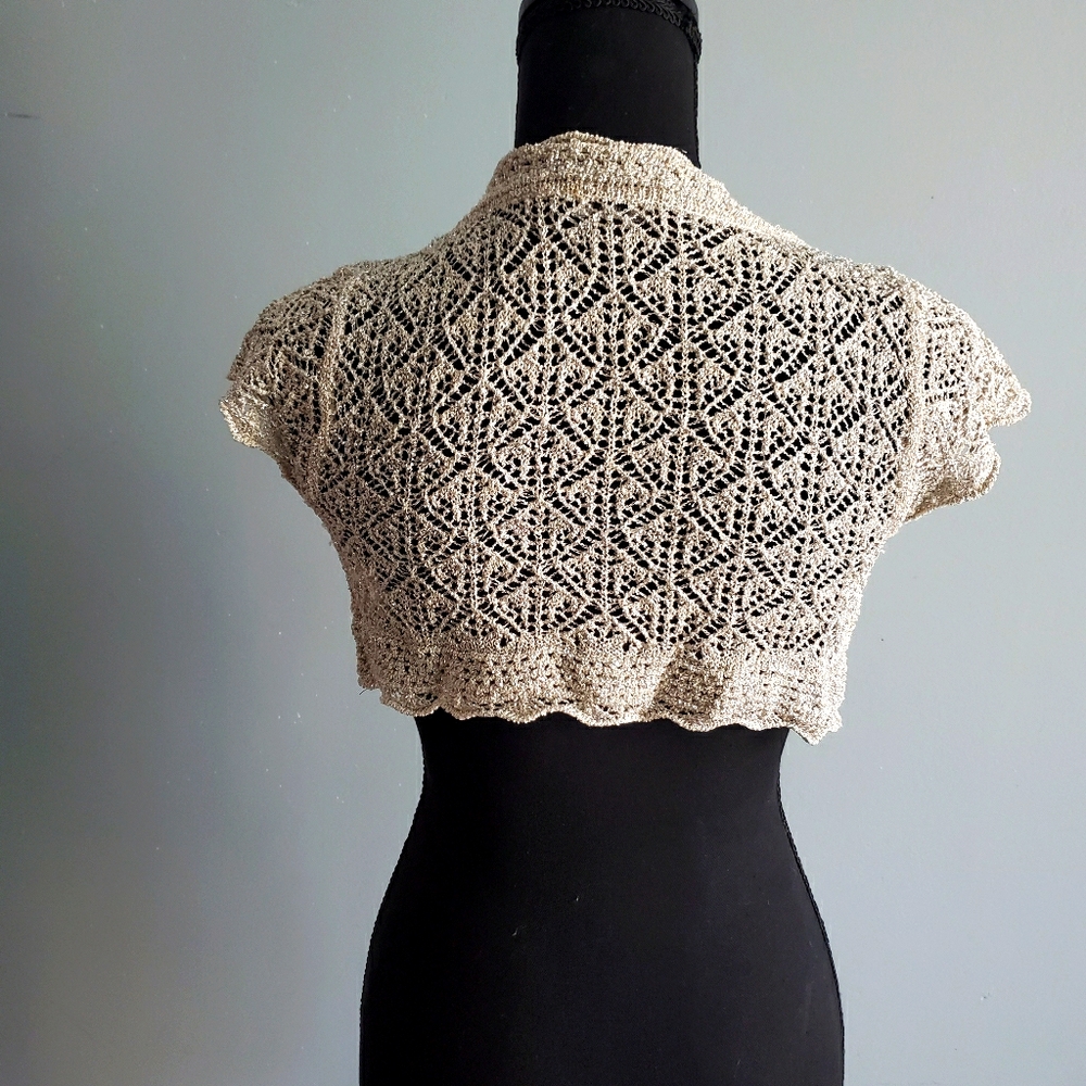 Bebe crochet shimmer shrug size S